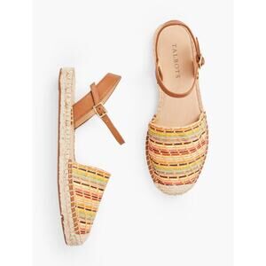 Talbots Izzy D'Orsay Espadrille Flats - Straw sz 7.5 Colorful Boho Beach Summer